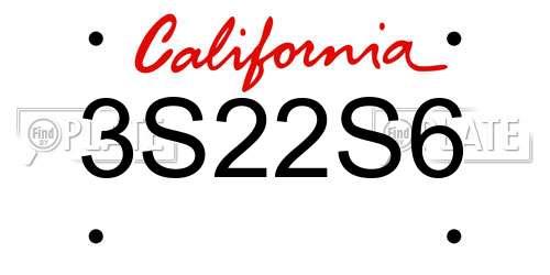 3S22S6 California License Plate