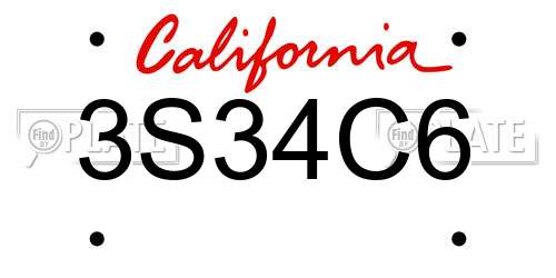 3S34C6 California License Plate