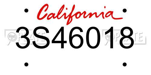 3S46018 California License Plate