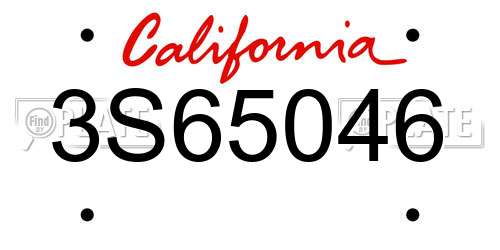 3S65046 California License Plate