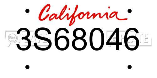 3S68046 California License Plate