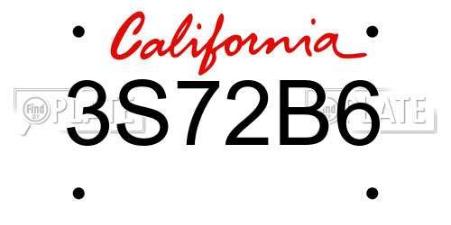 3S72B6 California License Plate