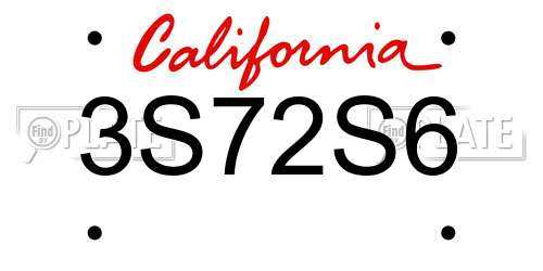 3S72S6 California License Plate