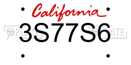 3S77S6 California License Plate