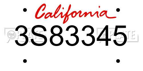 3S83345 California License Plate