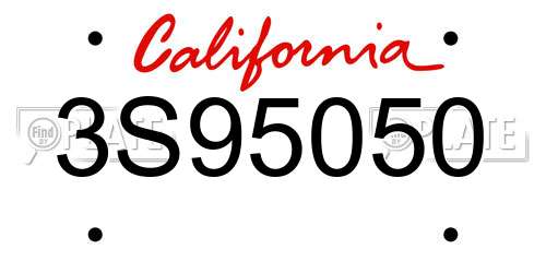 3S95050 California License Plate