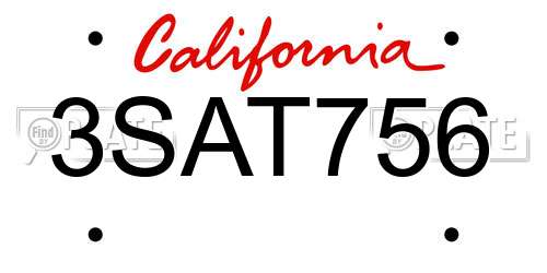 3SAT756 California License Plate