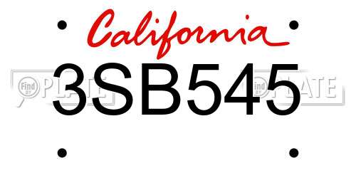 3SB545 California License Plate