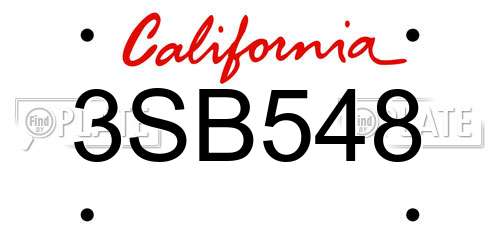 3SB548 California License Plate