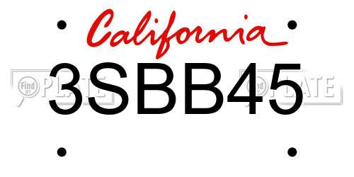 3SBB45 California License Plate
