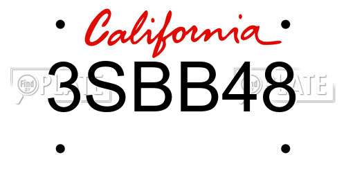 3SBB48 California License Plate
