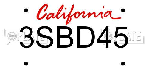 3SBD45 California License Plate