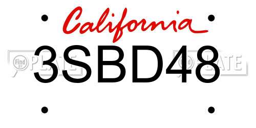 3SBD48 California License Plate