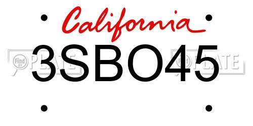 3SBO45 California License Plate