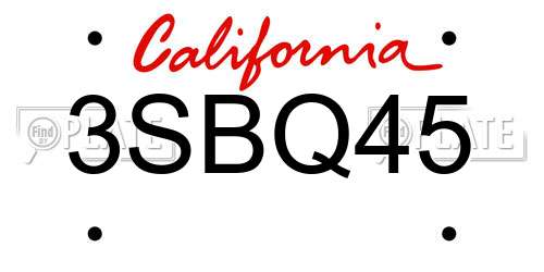 3SBQ45 California License Plate
