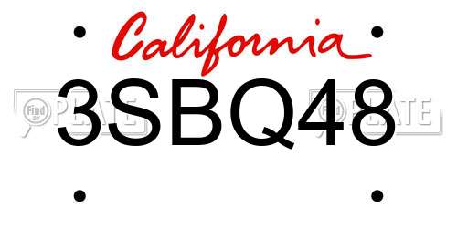 3SBQ48 California License Plate