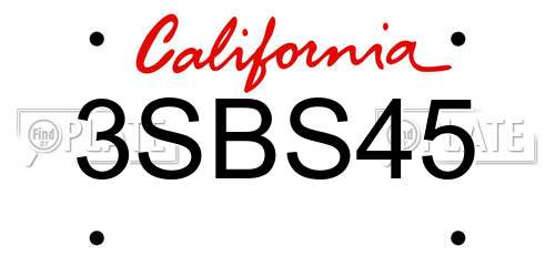 3SBS45 California License Plate
