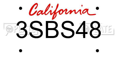 3SBS48 California License Plate