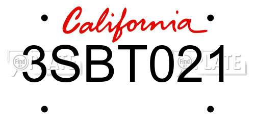 3SBT021 California License Plate