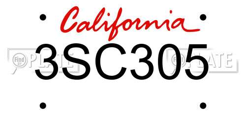 3SC305 California License Plate