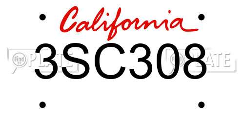 3SC308 California License Plate