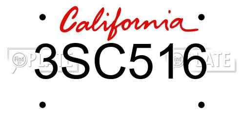 3SC516 California License Plate