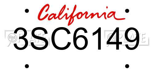 3SC6149 California License Plate