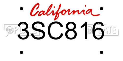 3SC816 California License Plate