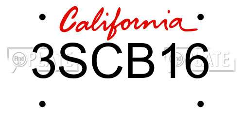 3SCB16 California License Plate