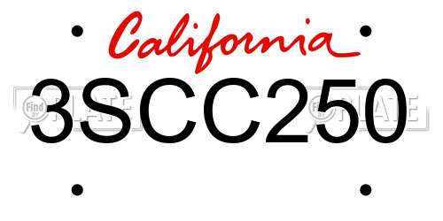 3SCC250 California License Plate