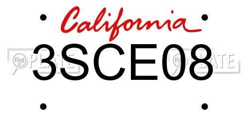 3SCE08 California License Plate