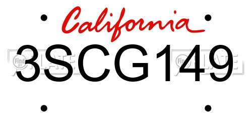 3SCG149 California License Plate