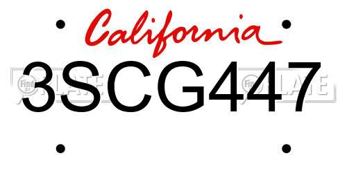 3SCG447 California License Plate