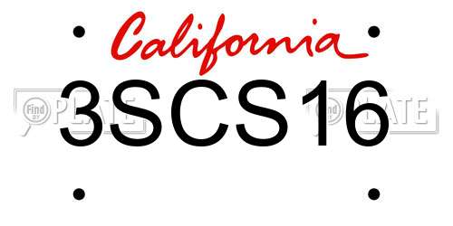 3SCS16 California License Plate