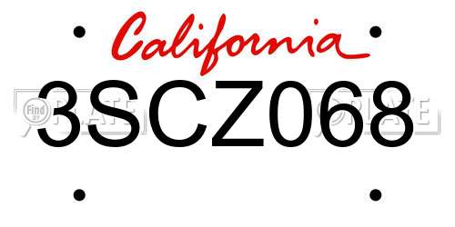3SCZ068 California License Plate