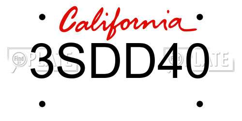 3SDD40 California License Plate