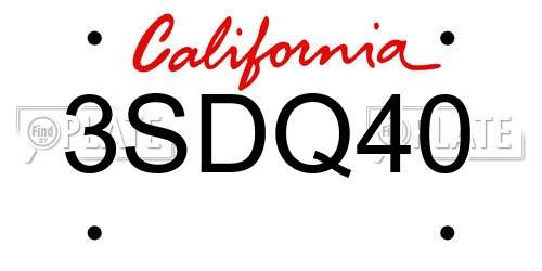 3SDQ40 California License Plate