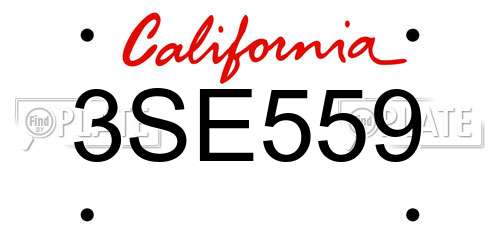 3SE559 California License Plate