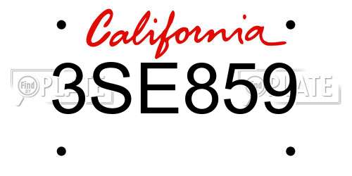 3SE859 California License Plate