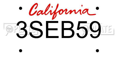 3SEB59 California License Plate