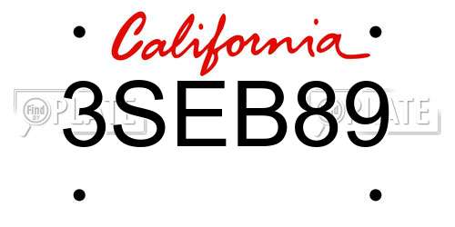 3SEB89 California License Plate