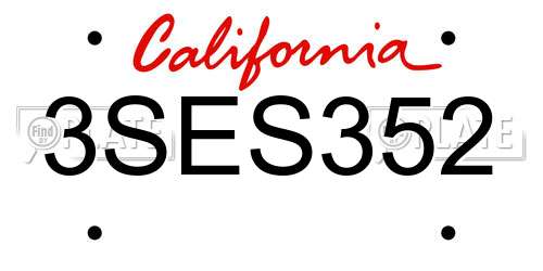 3SES352 California License Plate