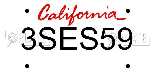 3SES59 California License Plate
