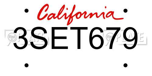 3SET679 California License Plate