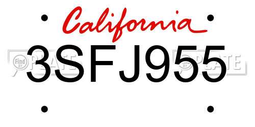3SFJ955 California License Plate