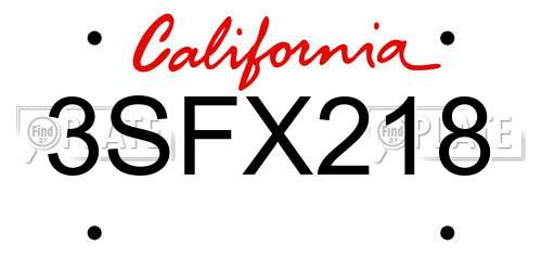 3SFX218 California License Plate