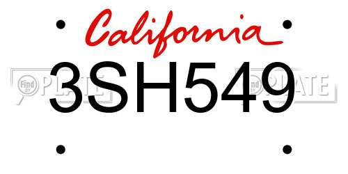 3SH549 California License Plate