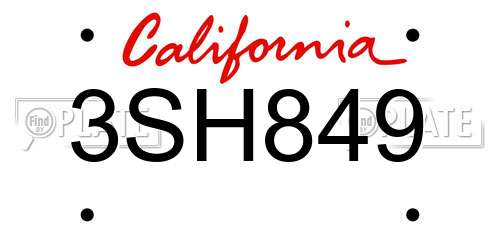 3SH849 California License Plate