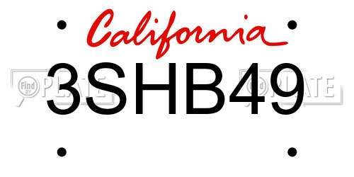 3SHB49 California License Plate