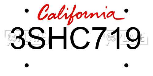 3SHC719 California License Plate